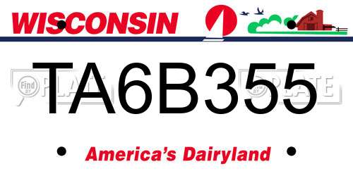 TA6B355 Wisconsin License Plate