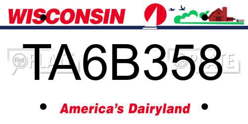 TA6B358 Wisconsin License Plate