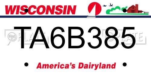 TA6B385 Wisconsin License Plate