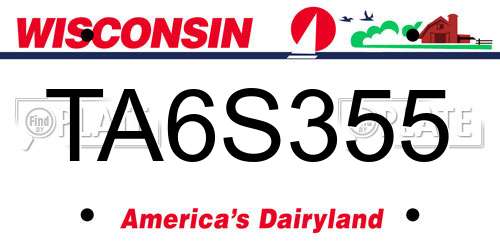 TA6S355 Wisconsin License Plate