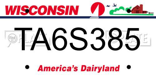 TA6S385 Wisconsin License Plate