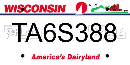 TA6S388 Wisconsin License Plate
