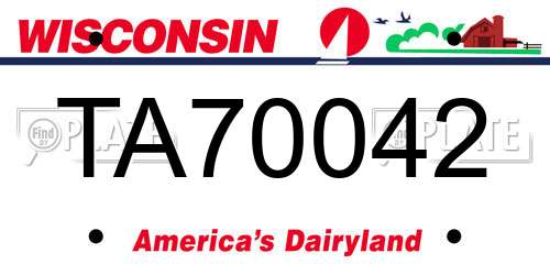 TA70042 Wisconsin License Plate