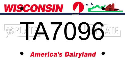 TA7096 Wisconsin License Plate