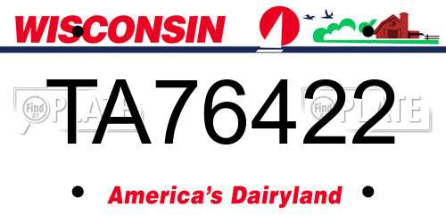 TA76422 Wisconsin License Plate