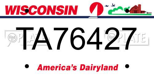TA76427 Wisconsin License Plate
