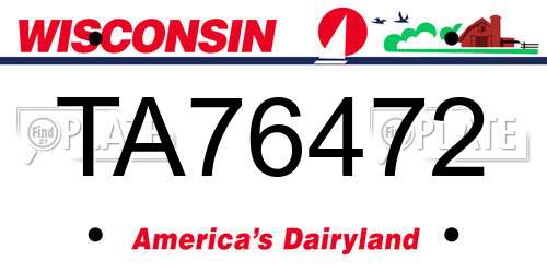 TA76472 Wisconsin License Plate