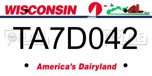 TA7D042 Wisconsin License Plate