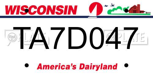 TA7D047 Wisconsin License Plate