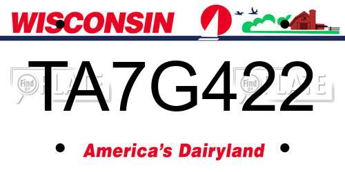 TA7G422 Wisconsin License Plate