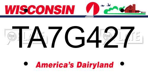 TA7G427 Wisconsin License Plate