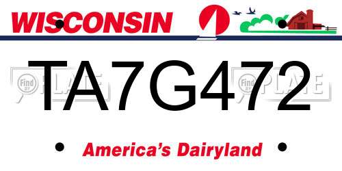 TA7G472 Wisconsin License Plate