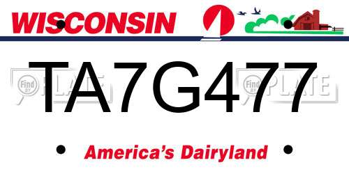 TA7G477 Wisconsin License Plate