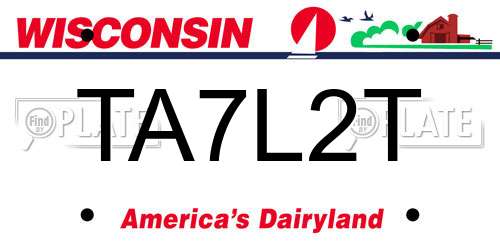 TA7L2T Wisconsin License Plate