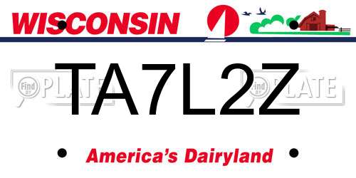 TA7L2Z Wisconsin License Plate
