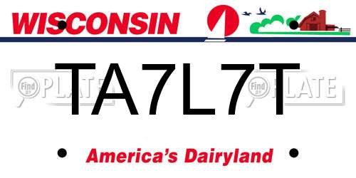 TA7L7T Wisconsin License Plate