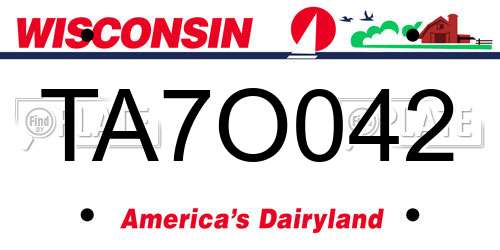 TA7O042 Wisconsin License Plate
