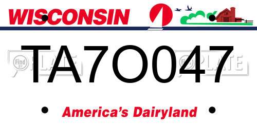 TA7O047 Wisconsin License Plate