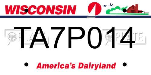 TA7P014 Wisconsin License Plate
