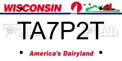 TA7P2T Wisconsin License Plate
