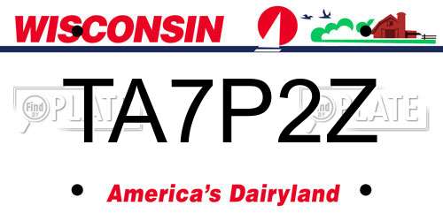 TA7P2Z Wisconsin License Plate