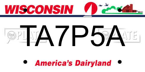 TA7P5A Wisconsin License Plate