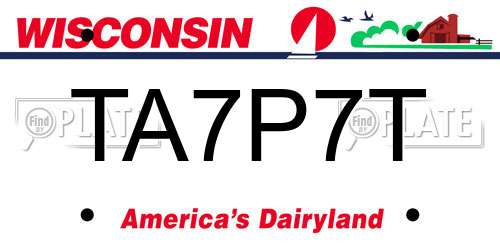 TA7P7T Wisconsin License Plate