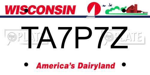 TA7P7Z Wisconsin License Plate