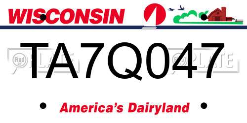 TA7Q047 Wisconsin License Plate