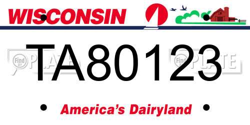 TA80123 Wisconsin License Plate