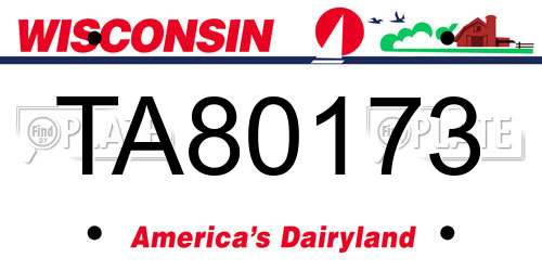 TA80173 Wisconsin License Plate