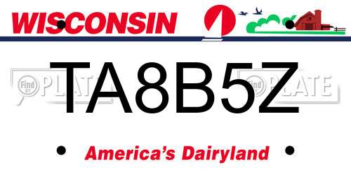 TA8B5Z Wisconsin License Plate