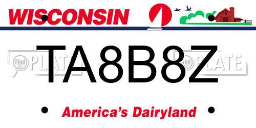 TA8B8Z Wisconsin License Plate
