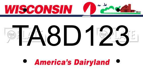 TA8D123 Wisconsin License Plate
