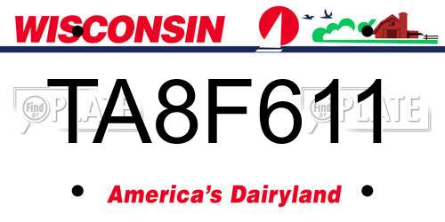 TA8F611 Wisconsin License Plate