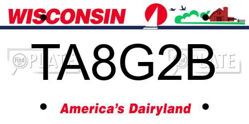 TA8G2B Wisconsin License Plate