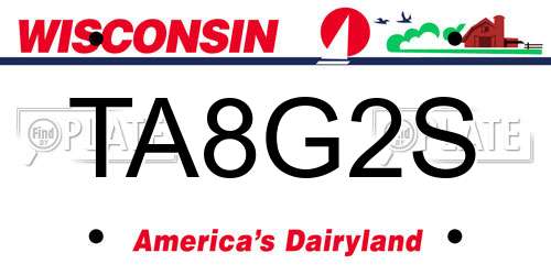 TA8G2S Wisconsin License Plate