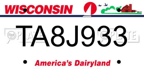 TA8J933 Wisconsin License Plate