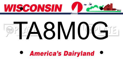 TA8M0G Wisconsin License Plate