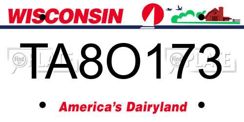 TA8O173 Wisconsin License Plate
