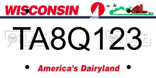 TA8Q123 Wisconsin License Plate