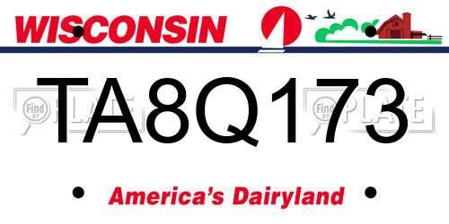 TA8Q173 Wisconsin License Plate