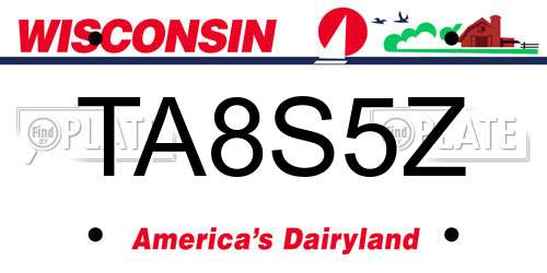 TA8S5Z Wisconsin License Plate
