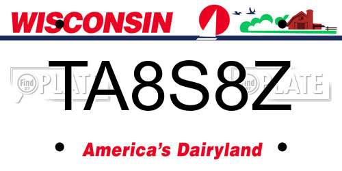 TA8S8Z Wisconsin License Plate