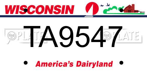 TA9547 Wisconsin License Plate