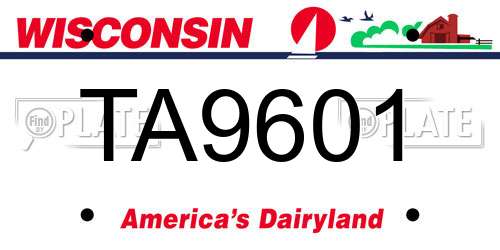 TA9601 Wisconsin License Plate