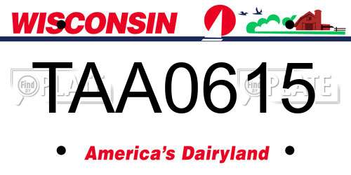 TAA0615 Wisconsin License Plate