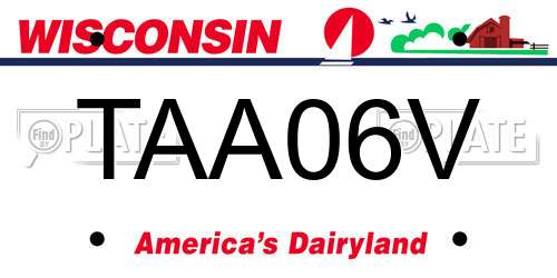 TAA06V Wisconsin License Plate