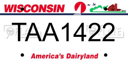 TAA1422 Wisconsin License Plate