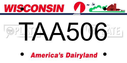 TAA506 Wisconsin License Plate